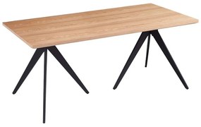 Τραπέζι Τραπεζαρίας HM9451.03 180x90x75cm Από Καπλαμά Φράξου Natural-Black Mdf,Μέταλλο