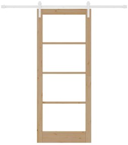 vidaXL Συρόμενη Πόρτα Καφέ 86 x 211 cm Μασίφ ξύλο πεύκου