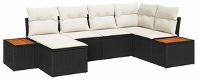 vidaXL Σετ Καναπέ Κήπου με μαξιλάρι 6 pcs Μαύρο Πολυ ράταν