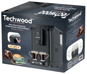 Μηχανή Espreso Techwood TCA-1315AEX, 1350W, 15 bar, 1,5 λίτρα, 4 λειτουργίες, Touch boutoni, Vgradena kafemelachka με 15 βαθμούς, Cherenen