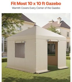VEVOR Winter Gazebo Cover Fits 3.05 x 3.05 m Hardtop Gazebos, All-Weather Gazebo Cover with Sidewalls &amp; Windows, High-Density PE Material, Enclosed Storage Shelter Covers, Gazebos not Included