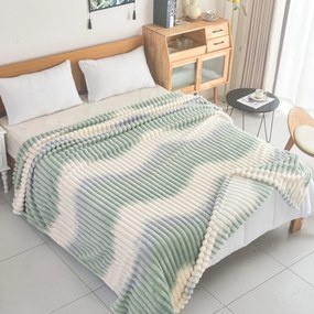 Κουβέρτα Fleece-Δίχρωμο Ριγέ Πετρόλ flc13 - 1.60x2.20