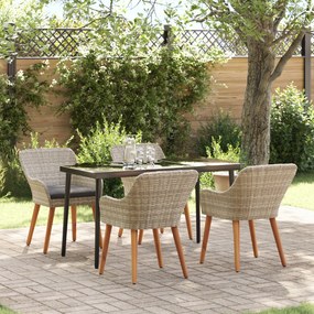 vidaXL Σετ τραπεζαρίας 5 pcs Ανοιχτό γκρι και Μαύρο Large