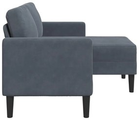 vidaXL 2θέσιος καναπές με καναπέ σε σχήμα L Σκούρο γκρι 125 εκ. Velvet