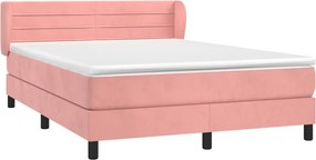 vidaXL Κρεβάτι Boxspring με Στρώμα Ροζ 140x190 εκ. Βελούδινο