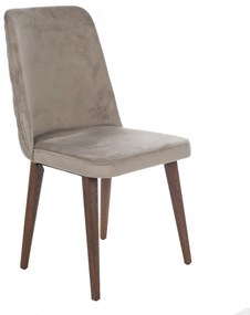 Artekko Royal Καρέκλα με Ξύλινο Καφέ Σκελετό και Καφέ Βελούδο (48x60x92)cm