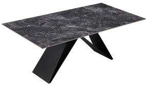 Τραπέζι Meja pakoword Sintered stone μαύρο με μεταλλικά πόδια σε μαύρη απόχρωση 200x100x76εκ 200x100x76 εκ.