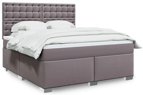 vidaXL Κρεβάτι Boxspring με Στρώμα Γκρι 180x200 εκ. Συνθετικό Δέρμα
