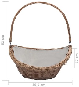 286987 Firewood Basket with Handle 57x46,5x52 cm Brown Willow - Καφέ