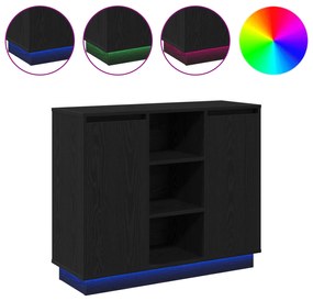 vidaXL Συστοιχία με LED Μαύρη Δρυς 90x32x75 εκ Επεξεργασμένο ξύλο