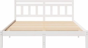vidaXL Σκελετός Κρεβατιού Λευκό 150 x 200 cm Στερεά ξυλεία πεύκου
