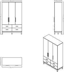 Ντουλάπα Ξύλο / Λευκό Δρυς DEGRETE 136x52.3x219.8