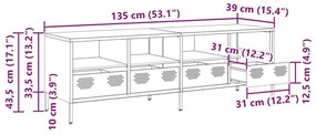 Έπιπλο Τηλεόρασης Λευκό 135x39x43,5 εκ. Ατσάλι Ψυχρής Έλασης - Λευκό