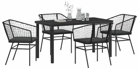vidaXL Σέτ φαγητού για κήπο 5 pcs Μαύρο συνθετικό ρατάν