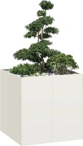 vidaXL Ζαρντινιέρα Λευκή 80x80x80 εκ. από Χάλυβα