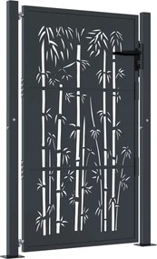 vidaXL Πόρτα Κήπου Ανθρακί 100x125 εκ. Σχέδιο Ατσάλινου Μπαμπού