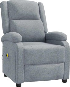 vidaXL Πολυθρόνα Μασάζ Ανοιχτό Γκρι Υφασμάτινη