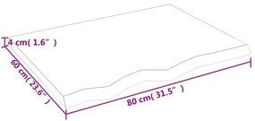 Πάγκος Μπάνιου 80x60x(2-4) εκ. από Ακατέργαστο Μασίφ Ξύλο - Καφέ