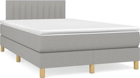 vidaXL Κρεβάτι Boxspring με Στρώμα Ανοιχτό Γκρι 120x190 εκ. Υφασμάτινο
