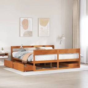 vidaXL Σκελετός Κρεβ. Χωρίς Στρώμα Καφέ Κεριού 200x200 εκ Μασίφ Πεύκο