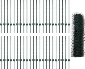vidaXL Εξωτερική εξάγωνη περίφραξη με στήλη 100 x 0,8 μ Πράσινο Δίχτυ