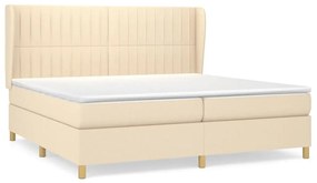 vidaXL Κρεβάτι Boxspring με Στρώμα Κρεμ 200x200 εκ. Υφασμάτινο