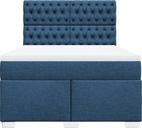 vidaXL Κρεβάτι Boxspring με Στρώμα Μπλε 140x190 εκ. Υφασμάτινο