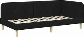 vidaXL Κρεβάτι Γωνίας Μαύρο 90 x 190 cm ύφασμα