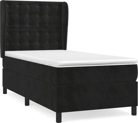 vidaXL Κρεβάτι Boxspring με Στρώμα Μαύρο 90x190 εκ. Βελούδινο