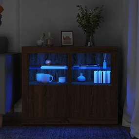Ντουλάπια με Φώτα LED 2 τεμ. Καφέ Δρυς από Επεξεργασμένο Ξύλο - Καφέ