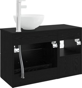 vidaXL Σετ Επίπλων Μπάνιου 2 pcs Μαύρη Δρυς Επεξεργασμένο Ξύλο
