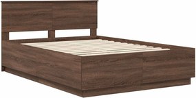 vidaXL Σκελετός Κρεβατιού Καφέ δρυς 150 x 200 cm Επεξεργασμένο Ξύλο