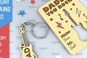 Intra απο ξύλο plywood 3mm-4mm πάχος - Dads Day Keychains Card Laser cut Δίασταση 4x4 cm INTRAFABR-94845553