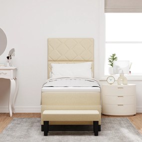 vidaXL Κρεβάτι Box Spring με Στρώμα & Πάγκο Κρέμα 80x200 εκ Υφάσματος