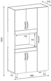 Ντουλάπα κουζίνας Defne χρώμα λευκό-καρυδί  89x37.5x160εκ 89x37.5x160 εκ.