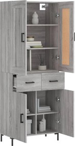 vidaXL Ντουλάπι Γκρι Sonoma 69,5 x 34 x 180 εκ. Επεξεργασμένο Ξύλο