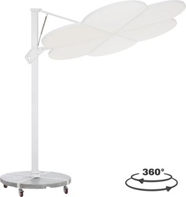 ΟΜΠΡΕΛΑ ΜΕ ΒΑΣΗ ΣΕΙΡΑ CANNOPY (flower) HM21286.02 ΑΛΟΥΜΙΝΙΟ-ΓΡΑΝΙΤΗΣ-ΛΕΥΚΟ 2,38x2,2μ