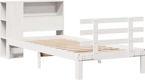 vidaXL Κρεβάτι Βιβλιοθήκη Χωρίς Στρώμα Λευκό 75x190 εκ Μασίφ Πεύκο