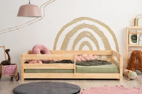 Kρεβάτι Παιδικό Montessori  Mila CPD  με κάγκελα  σε Φυσικό  Ξύλο  120×200cm  Adeko