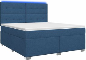 vidaXL Κρεβάτι box spring με στρώμα Μπλε 140 x 200 cm Ύφασμα