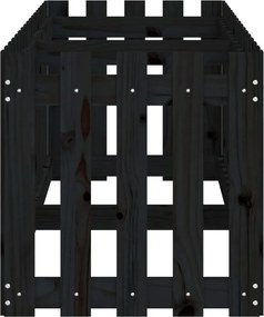 vidaXL Ζαρντινιέρα με Σχέδιο Φράχτη Μαύρη 200x50x50 εκ. Μασίφ Πεύκο