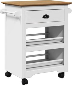 vidaXL Καροτσάκι κουζίνας BODO Λευκό και καφέ 67,5x45x80 cm