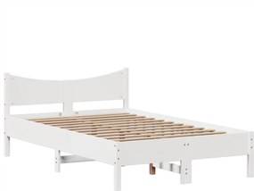 vidaXL Σκελετός Κρεβ. Χωρίς Στρώμα Λευκό 135x190 εκ Μασίφ Πεύκο