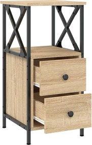 vidaXL Κομοδίνα 2 τεμ. Sonoma Δρυς 34x35,5x70 εκ. Επεξεργασμένο Ξύλο
