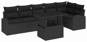 vidaXL Σετ Καναπέ Κήπου 7 pcs Μαύρο 100 x 55 x 73 εκ Πολυ ράταν