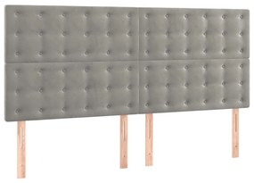 vidaXL Κρεβάτι Boxspring με Στρώμα Ανοιχτό Γκρι 160x200 εκ. Βελούδινο