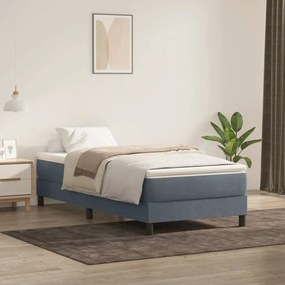 Box Spring Κρεβάτι με στρώμα Σκούρο γκρι 80x210 εκ. Βελούδινο