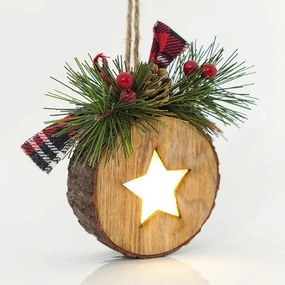 Magic Christmas Ξύλινο Κρεμαστό Φωτιζόμενο Στολίδι Με Αστεράκι 8.5*3*11cm Μπαταρίας 600-40922