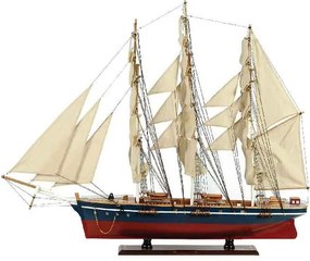 Ξύλινο Παραδοσιακό Καράβι Ιστιοφόρο 120x19xH97cm,Χρώμα Μπλε-Κόκκινο 31118