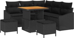 vidaXL Σετ Καναπέ Κήπου με μαξιλάρι 8 pcs Μαύρο Πολυ ράταν